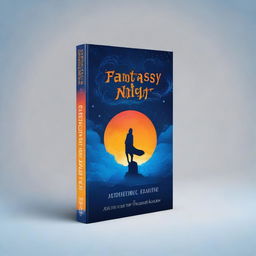 Design a novel cover titled 'Fantasy Night' primarily featuring orange and blue