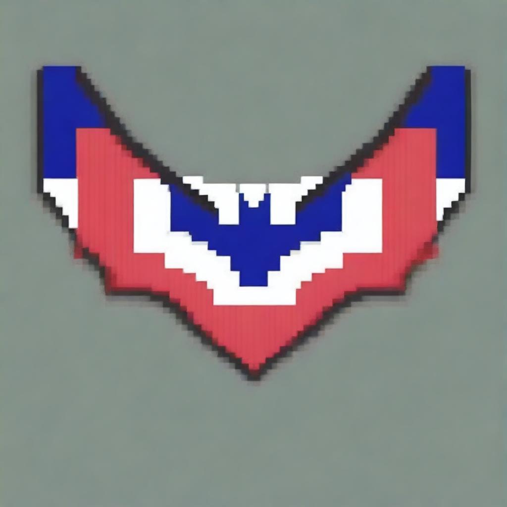 Create a pixel art image of a bat with the colors of the Paraguayan flag