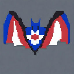 Create a pixel art image of a bat with the colors of the Paraguayan flag