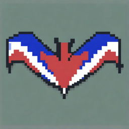 Create a pixel art image of a bat with the colors of the Paraguayan flag