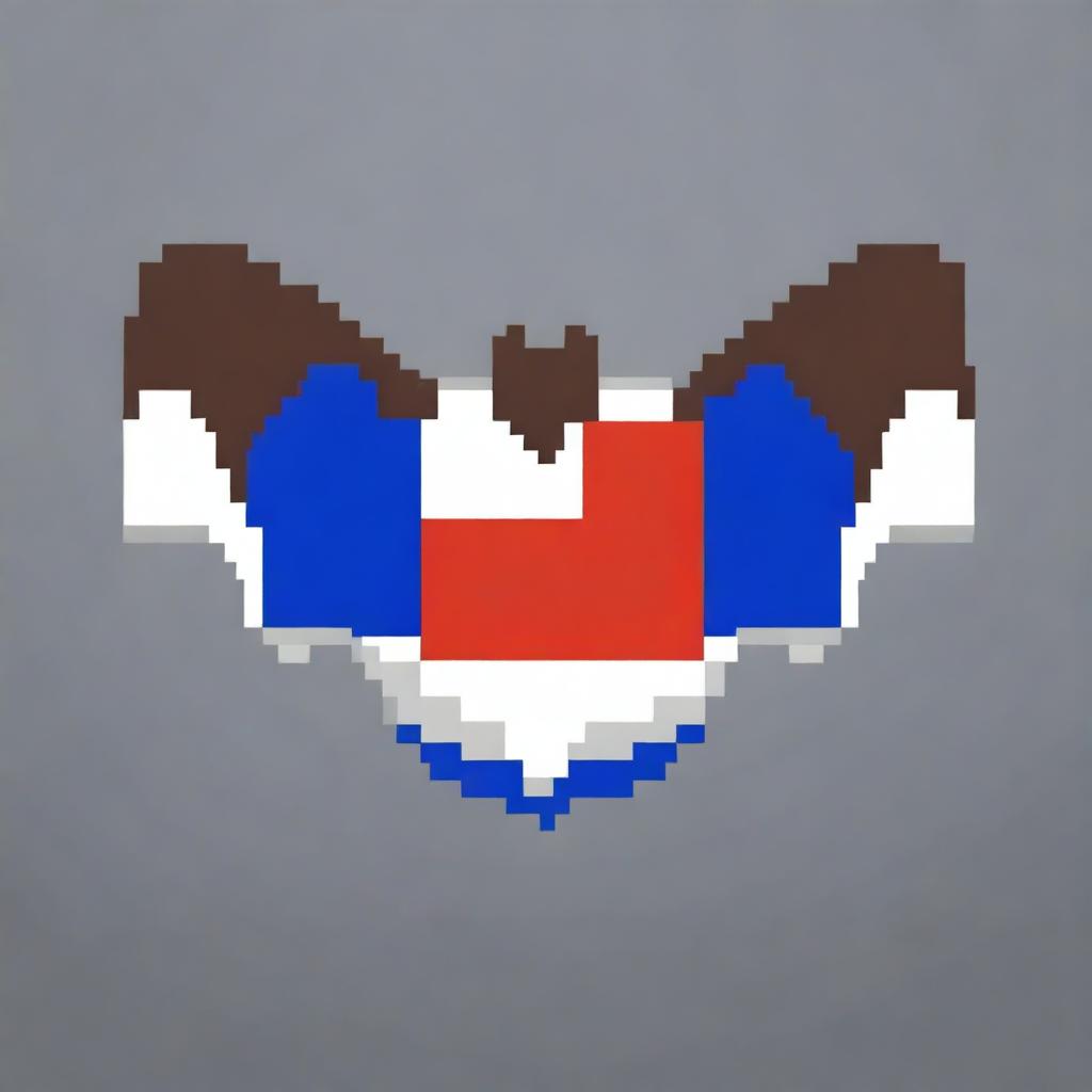 Create a pixel art image of a bat with the colors of the Paraguayan flag