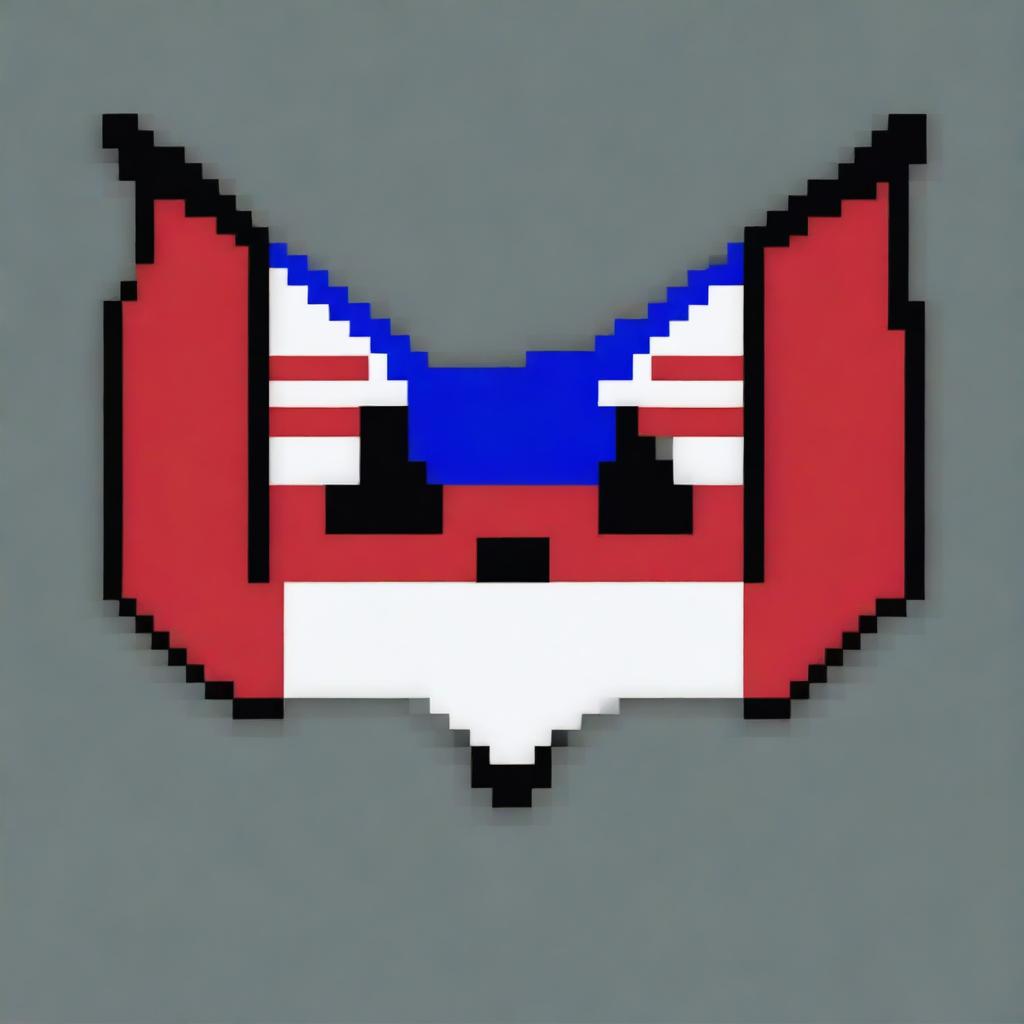 Create a pixel art bat with the colors of the Paraguayan flag