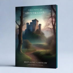 Create a captivating book cover featuring a mysterious forest with a winding path leading to an ancient castle