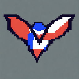 Create a pixel art image of a bat with the colors of the Paraguayan flag