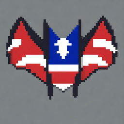 Create a pixel art image of a bat with the colors of the Paraguayan flag