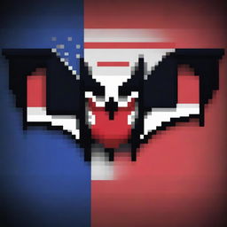 Create a pixel art image of a bat with the colors of the Paraguayan flag