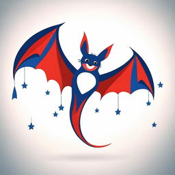 Create an image of a bat with red, white, and blue colors