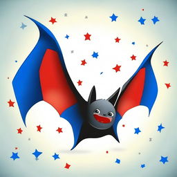 Create an image of a bat with red, white, and blue colors