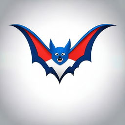 Create an animated-style bat with red, white, and blue colors