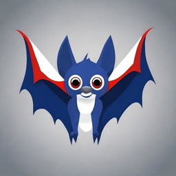 Create an animated-style bat with red, white, and blue colors