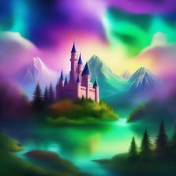 Create a captivating book cover that features an enchanting fantasy landscape with a majestic castle in the background, surrounded by lush forests and a sparkling river