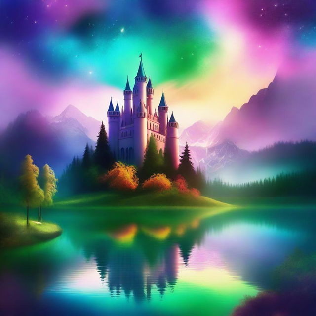 Create a captivating book cover that features an enchanting fantasy landscape with a majestic castle in the background, surrounded by lush forests and a sparkling river