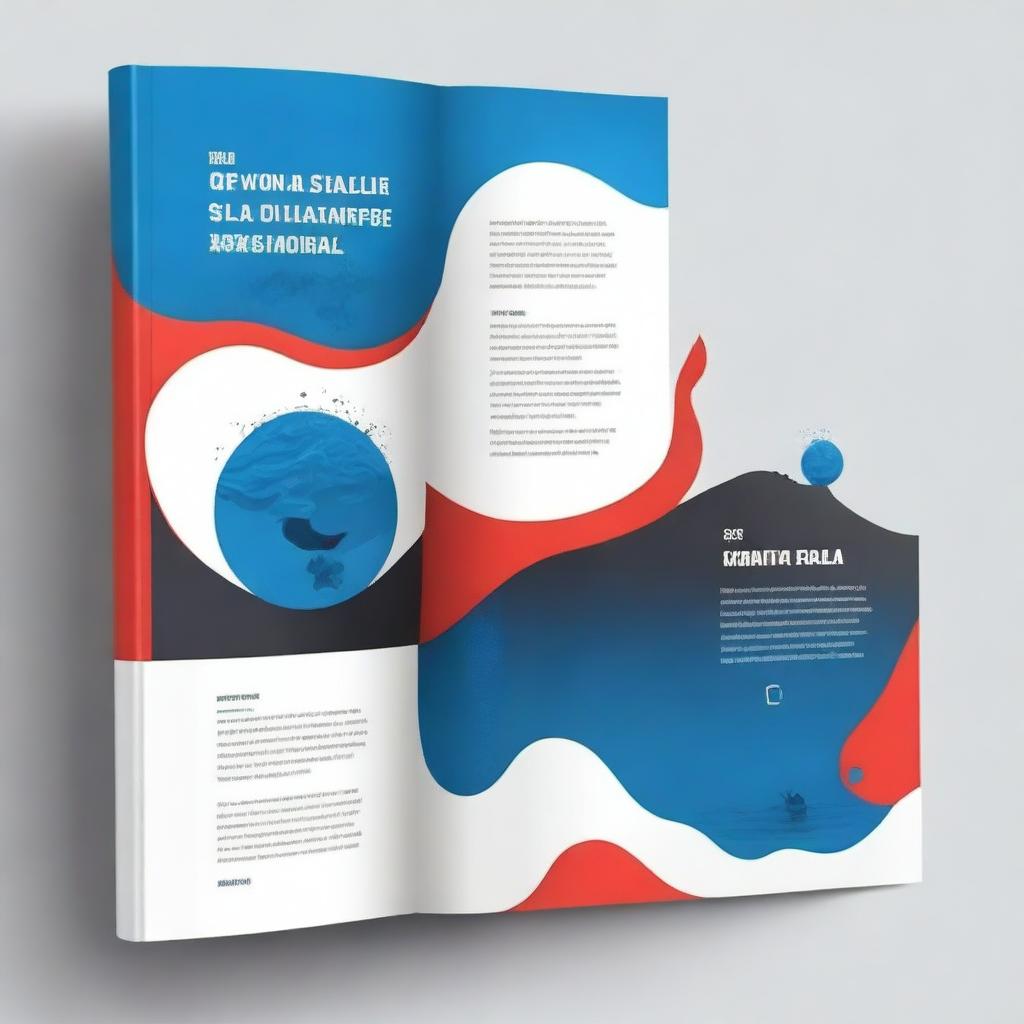 Create a book cover for an oil spill manual, with a dominant blue color and slight variations of red and black