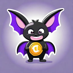 Create an image of a bat holding the Twitch Bits logo