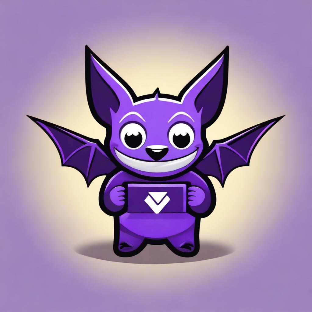 Create an image of a bat holding the Twitch Bits logo