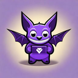 Create an image of a bat holding the Twitch Bits logo