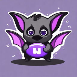 Create an image of a bat holding the Twitch Bits logo