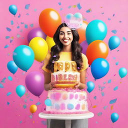 Create a vibrant and eye-catching YouTube thumbnail with the text 'HAPPY BIRTHDAY AYESHA'