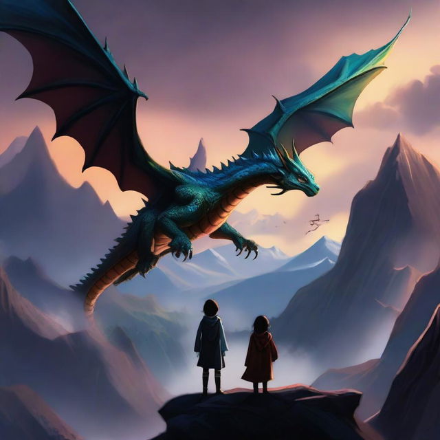 A digital art illustration depicting a majestic dragon flying in the sky