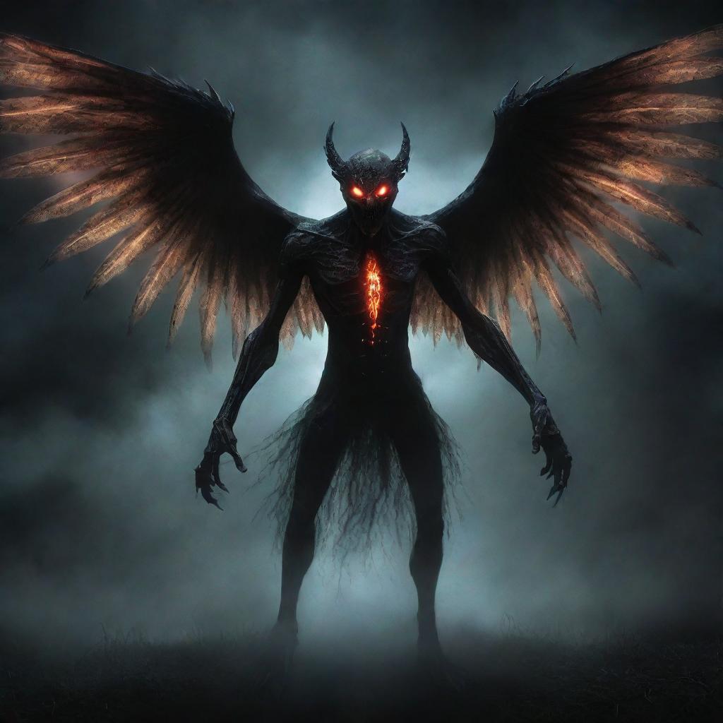 Dream tormentor - a shadowlike entity with glowing eyes, spectral wings, and an aura of nightmares.