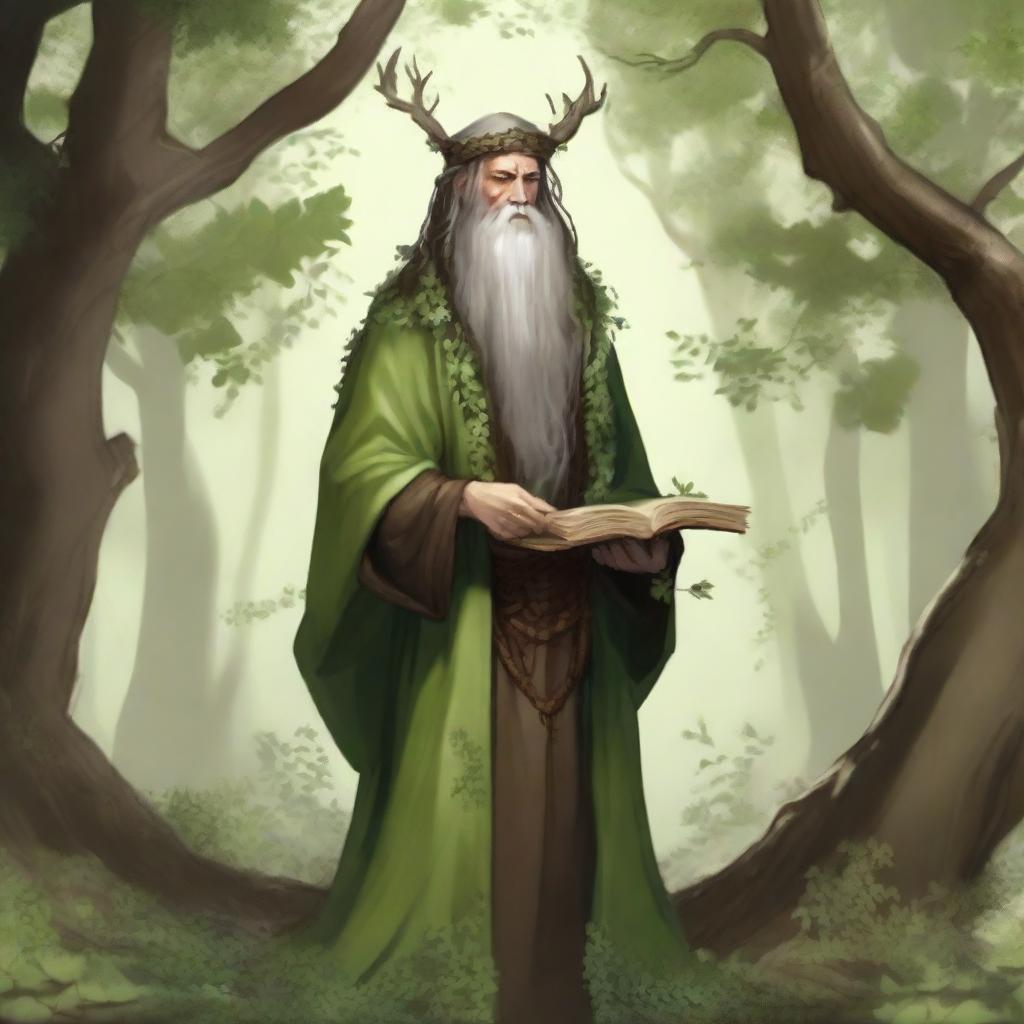 Create an image of a twenty-five-year-old druid hermit