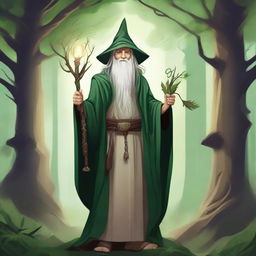 A detailed illustration of a 25-year-old druid wizard