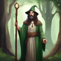 A detailed illustration of a 25-year-old druid wizard