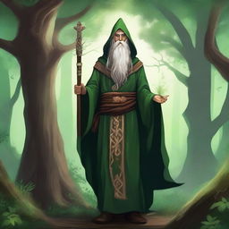 A detailed illustration of a 25-year-old druid wizard