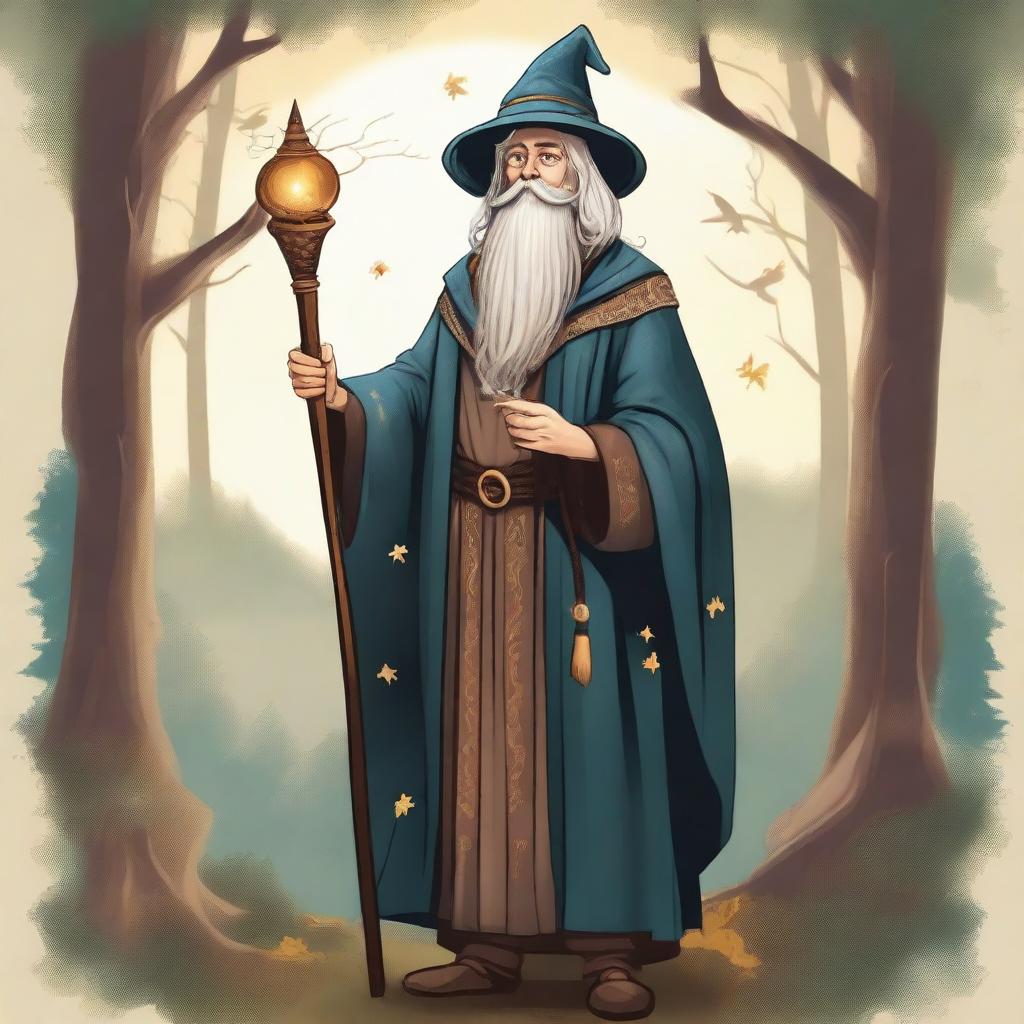 A detailed illustration of a twenty-five-year-old wizard