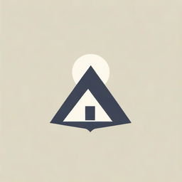 Logo design featuring a geometric, angular interpretation of a rustic hut