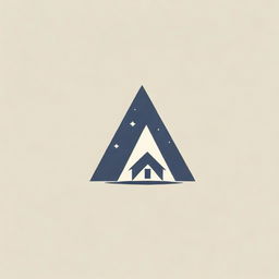 Logo design featuring a geometric, angular interpretation of a rustic hut