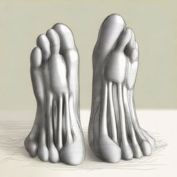 A detailed and artistic illustration of human feet