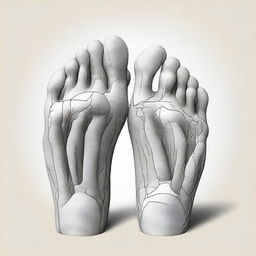 A detailed and artistic illustration of human feet