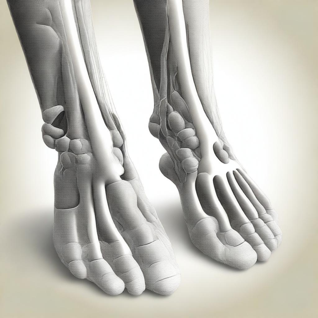 A detailed and artistic illustration of human feet