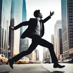 An image depicting a person taking immediate action in a dynamic and energetic pose