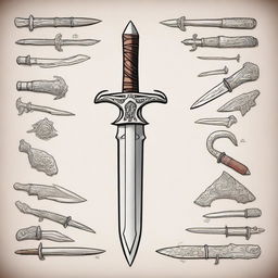 A detailed illustration of a Dungeons & Dragons (D&D) dagger