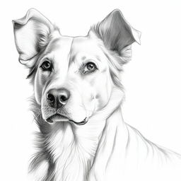 A detailed pencil sketch of a dog, ready to be painted