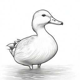 A detailed pencil sketch of a duck, ready to be painted