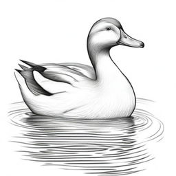 A detailed pencil sketch of a duck, ready to be painted