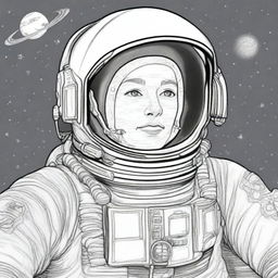 A detailed pencil sketch of an astronaut, ready to be painted