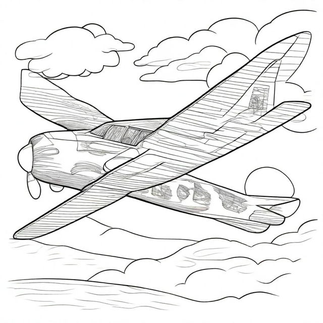 A detailed pencil sketch of an airplane, ready to be painted