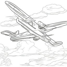 A detailed pencil sketch of an airplane, ready to be painted