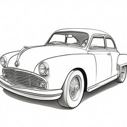 A detailed pencil sketch of a car, ready to be painted