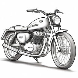 A detailed pencil sketch of a motorcycle, ready to be painted