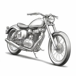 A detailed pencil sketch of a motorcycle, ready to be painted