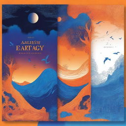 Design a novel cover titled 'Fantasy Night' primarily featuring orange and blue