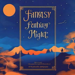 Create a visually appealing novel cover titled 'Fantasy Night' primarily featuring orange and blue