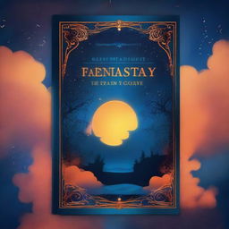 Create a visually appealing novel cover titled 'Fantasy Night' primarily featuring orange and blue