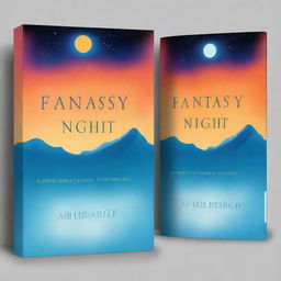 Design a novel cover titled 'Fantasy Night' primarily featuring orange and sky blue