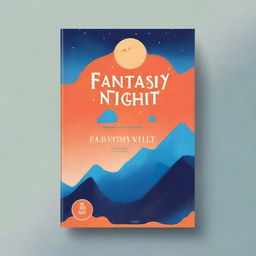 Design a novel cover titled 'Fantasy Night' primarily featuring orange and sky blue